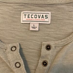 Tecovas long sleeve cotton slub Henley snap large shirt sage green